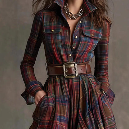 Calista | Plaid Sophisticated Maxi Dress