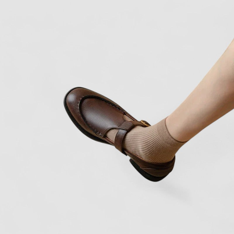 Calysta | Luxury Black Orthopedic Square-Toe Mary Jane Shoes