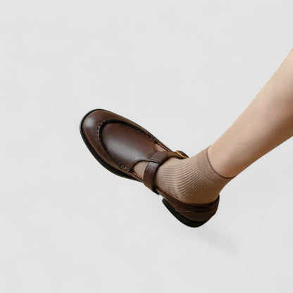 Calysta | Luxury Black Orthopedic Square-Toe Mary Jane Shoes