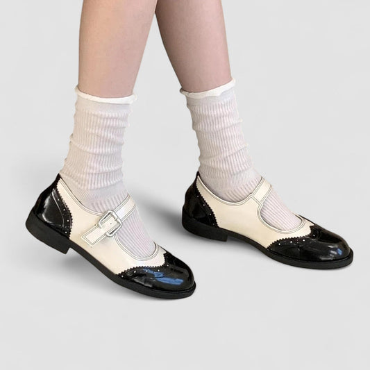 Calantha | Black & Cream Orthopedic Mary Jane Shoes