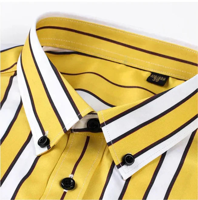 Beckett | Relaxed Navy White Striped Cotton Shirt