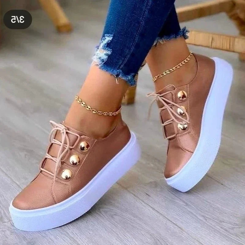 Calista | Black Orthopedic Round Toe Platform Sneakers
