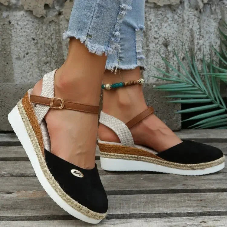 Calantha | Brown Rope Orthopedic High Heels