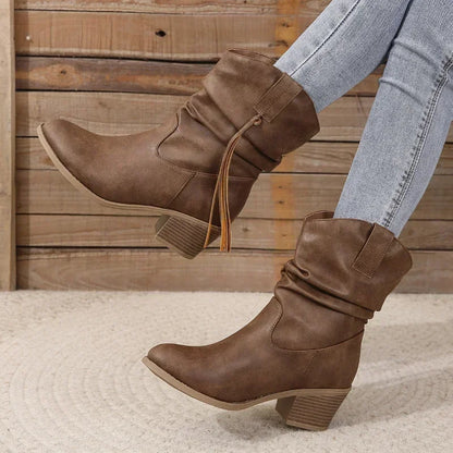 Calista | Brown Suede Western Boots