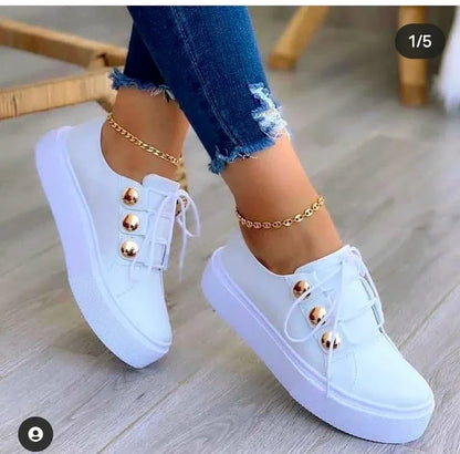 Calista | Black Orthopedic Round Toe Platform Sneakers