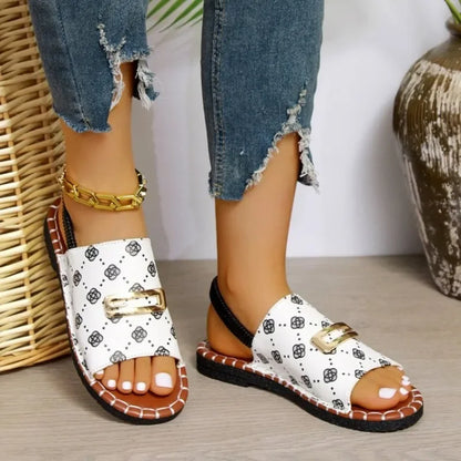 Astrid | White Patterned Anti-Slip Orthopedic Sandals