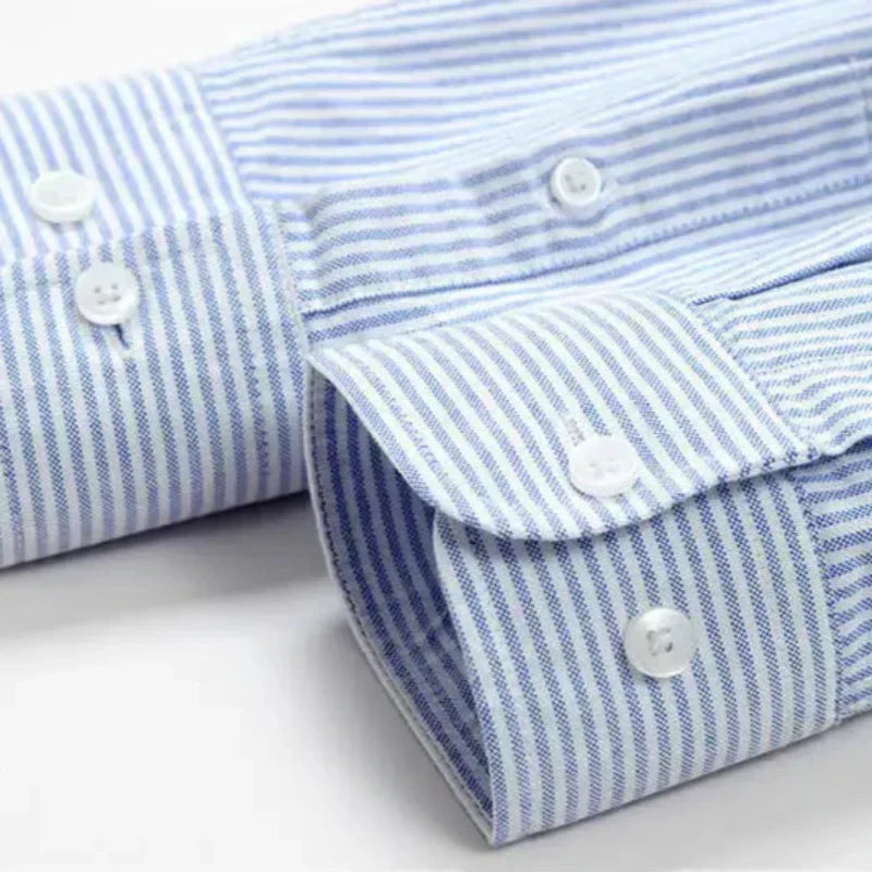 Beckett | Elegant Light Blue Modern Striped Cotton Shirt