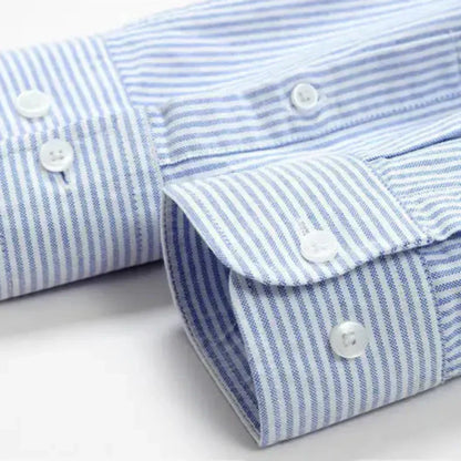 Beckett | Elegant Light Blue Modern Striped Cotton Shirt