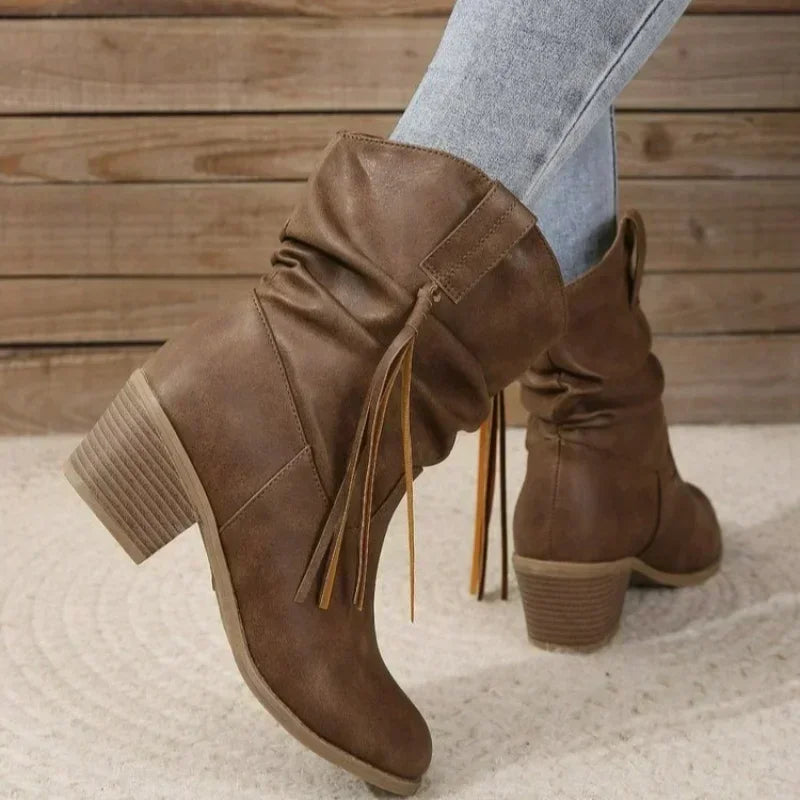 Calista | Brown Suede Western Boots