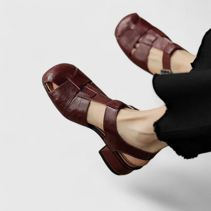 Black Leather Elegant Sandals