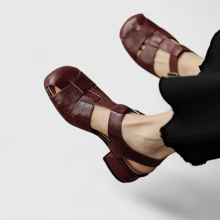 Adeline | Luxury Black Leather Elegant Sandals