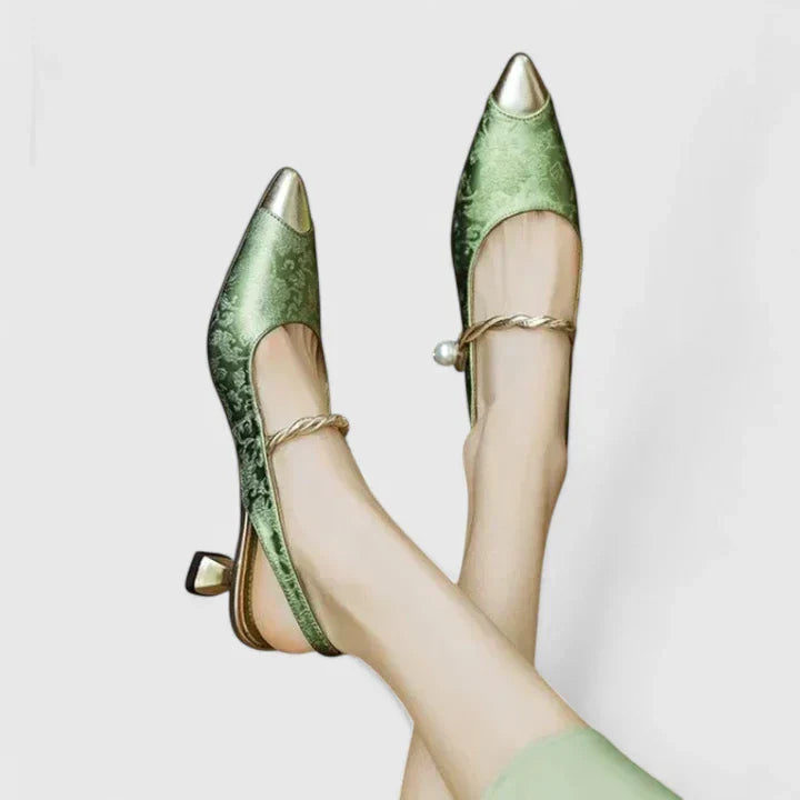 Calanthe | Green Metallic Orthopedic Heels