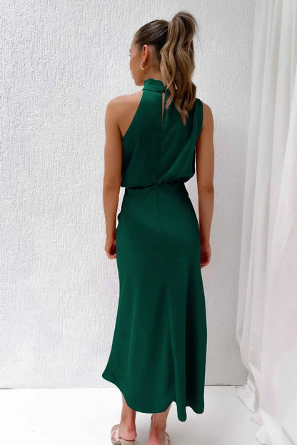 Lumina | Women’s Chic Halter Evening Dress in Sage Green
