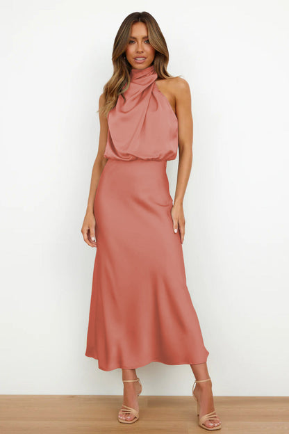 Lumina | Women’s Chic Halter Evening Dress in Sage Green