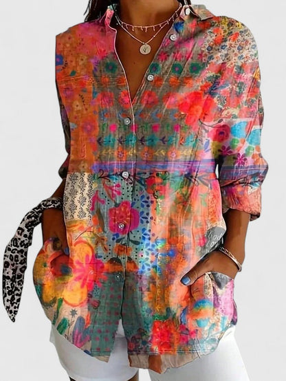 Calista | Vibrant Floral Sophisticated Blouse