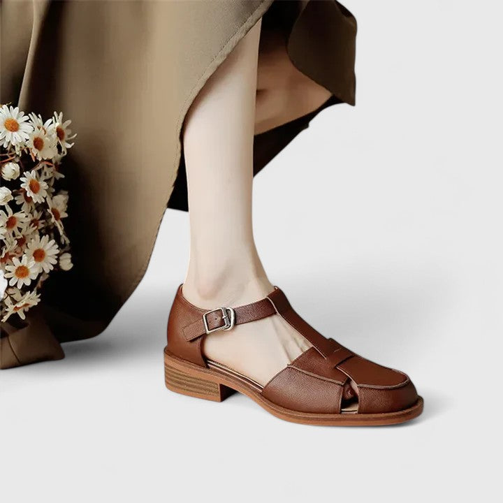 Calista | Beige Elegant Mary Jane Sandals