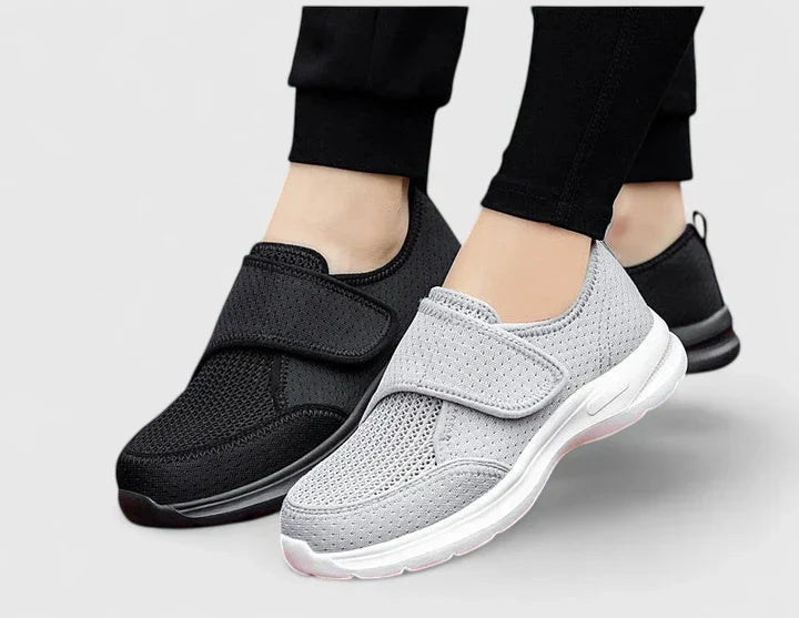 Calantha | Black Elastic Orthopedic Shoes