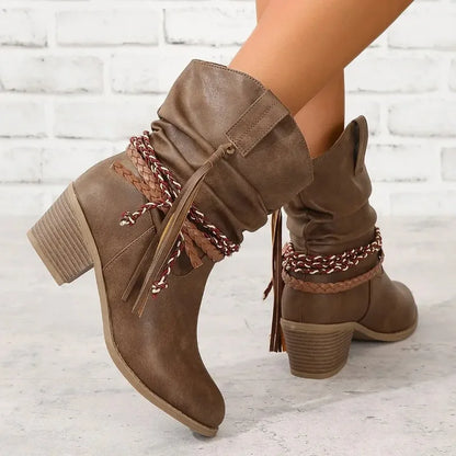 Calista | Brown Suede Western Boots
