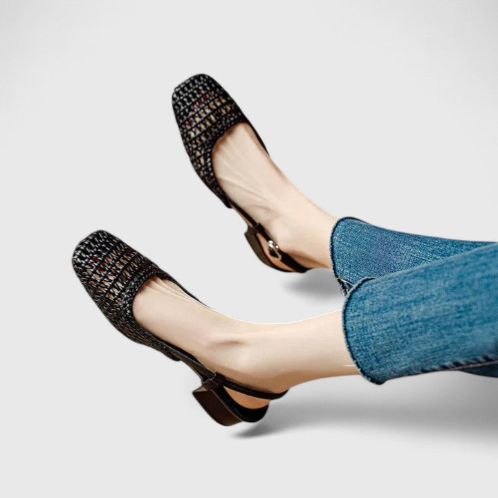 Calista | Elegant Black Woven Sandals