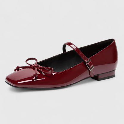 Calantha | Silver Orthopedic Square Toe Ballet Flats Shoes