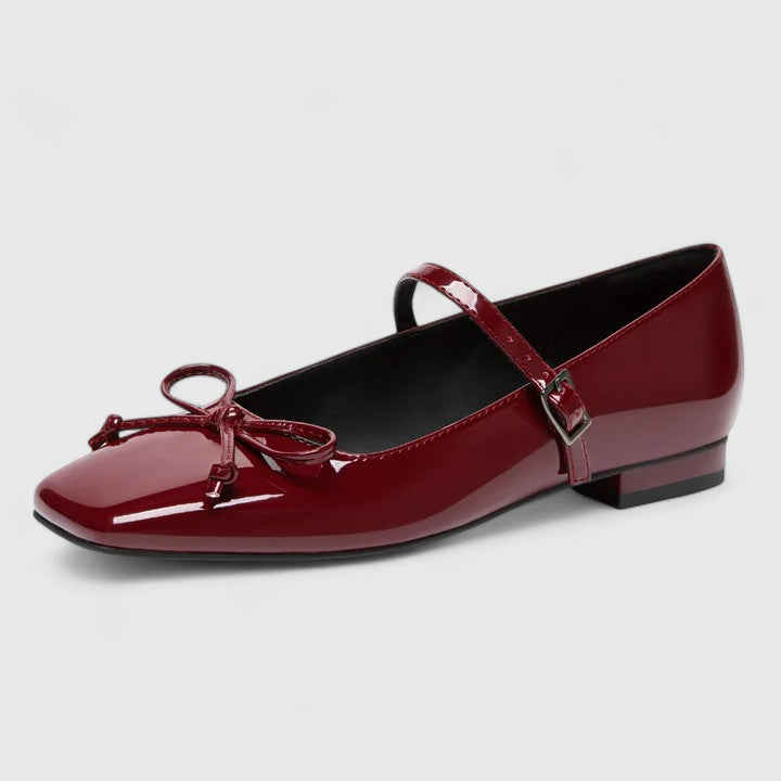 Calantha | Silver Orthopedic Square Toe Ballet Flats Shoes