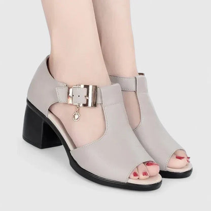 Calantha | Grey Cutout Elegant Sandals
