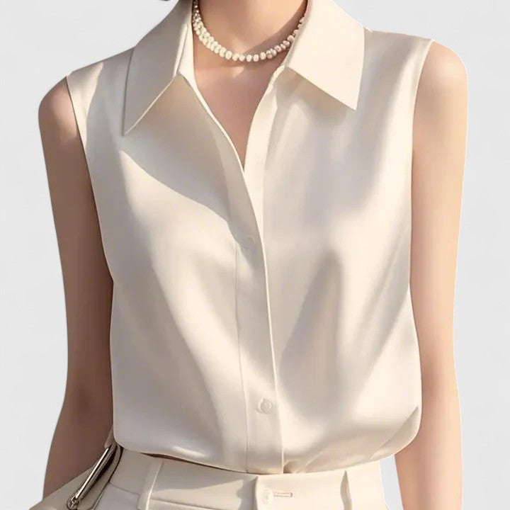 Calista | Blush Satin Sophisticated Blouse