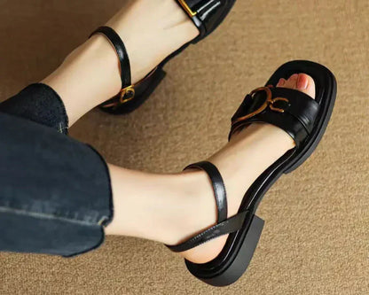 Calista | White Buckled Flat Sandals