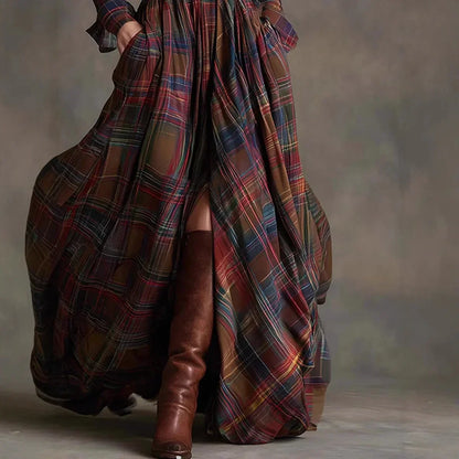 Calantha | Plaid Sophisticated Maxi Dress