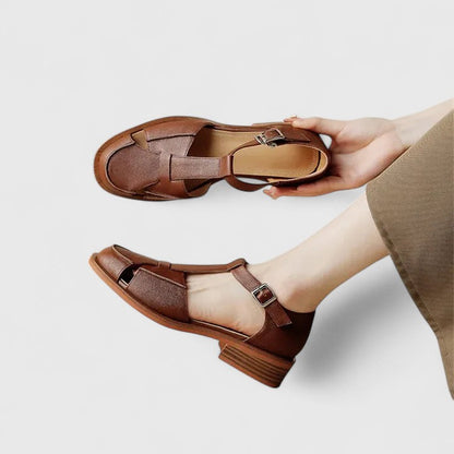 Calista | Beige Elegant Mary Jane Sandals