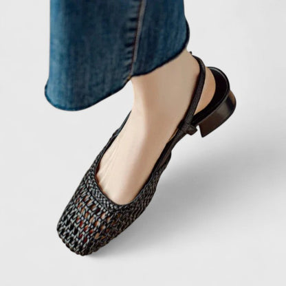 Calista | Elegant Black Woven Sandals