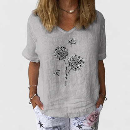 Calista | Elegant Light Grey Summer Blouse