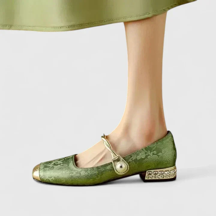 Calantha | Luxury Green Velvet Orthopedic Mary Jane Shoes