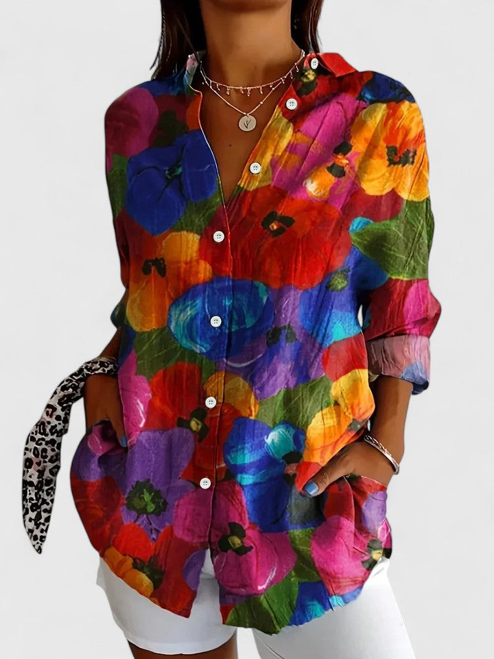 Calista | Vibrant Floral Sophisticated Blouse