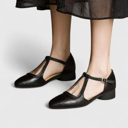 Calista | Elegant Black Flat Sandals with Pointed Toe
