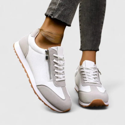 Alethea | White & Grey Elegant Shoes with Zip Detail