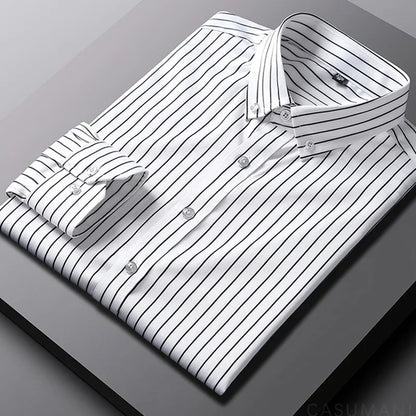 Beckett | Navy White Relaxed Striped Cotton Shirt