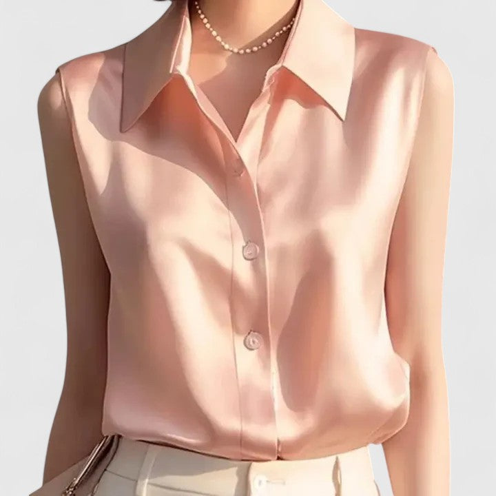 Calista | Blush Satin Sophisticated Blouse