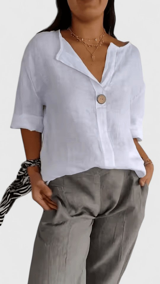 Calista | Black Elegant Blouse with Rolled Sleeves