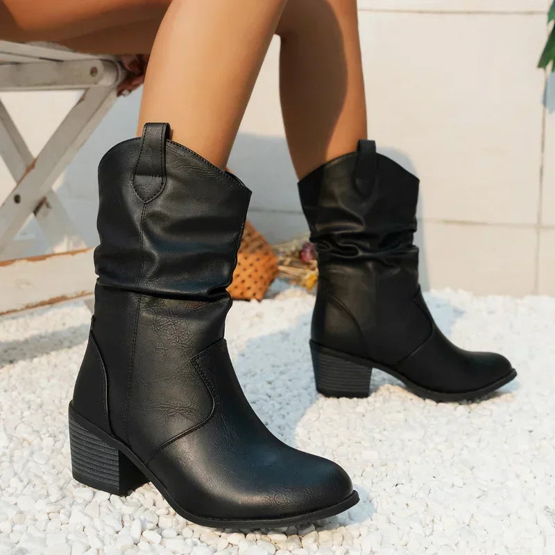 Aubrey | Brown Classic Mid-Calf Western Boots