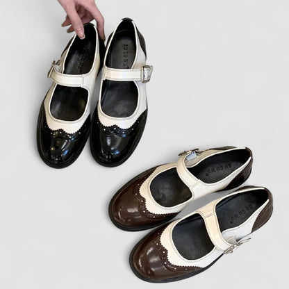 Calantha | Black & Cream Orthopedic Mary Jane Shoes