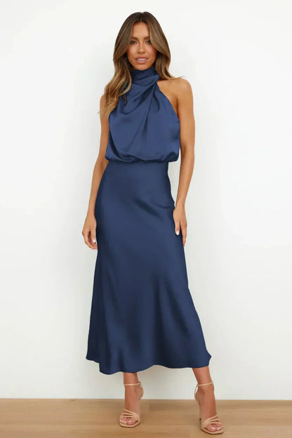 Lumina | Women’s Chic Halter Evening Dress in Sage Green