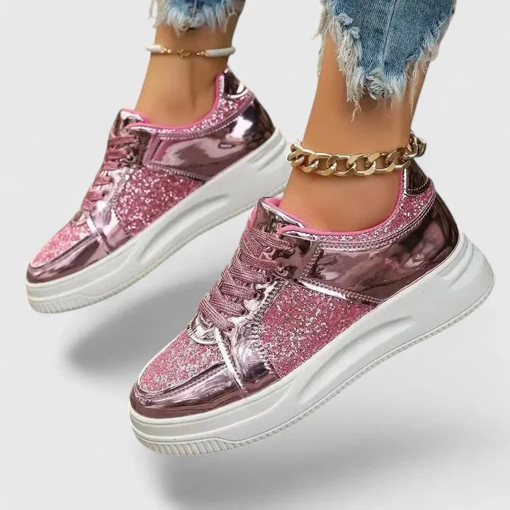 Calantha | Black Glitter Orthopedic Shoes