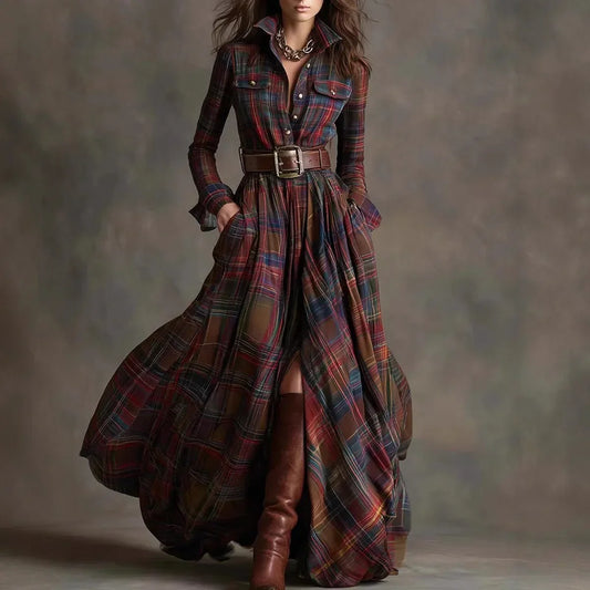 Calantha | Plaid Sophisticated Maxi Dress