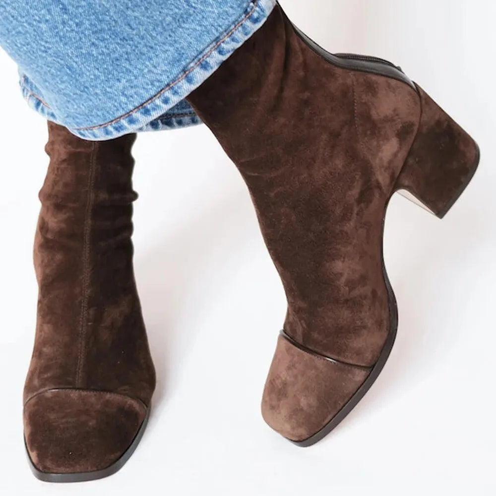 Kaida | Suede Elegant Boots in Honey Yellow