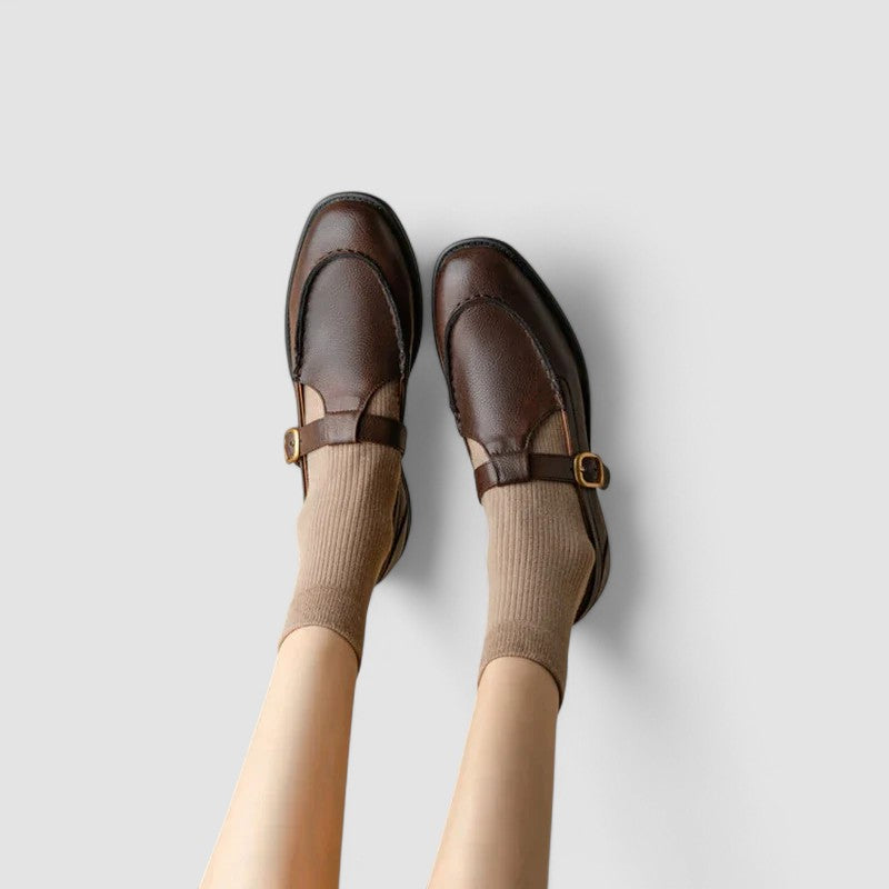 Calysta | Luxury Black Orthopedic Square-Toe Mary Jane Shoes
