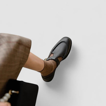Calysta | Luxury Black Orthopedic Square-Toe Mary Jane Shoes