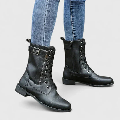Calantha | Black Leather Orthopedic Boots