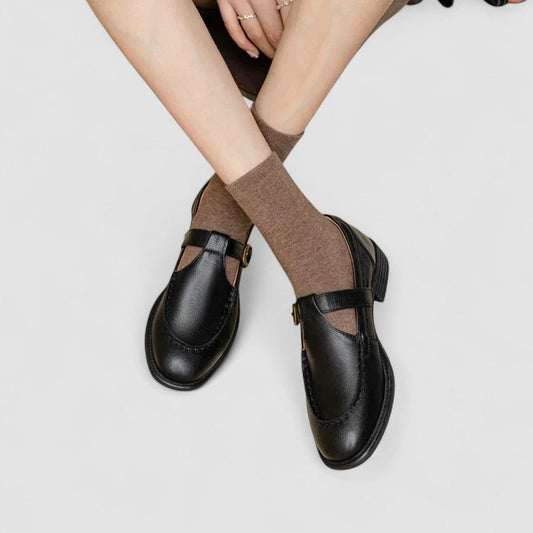 Calysta | Luxury Black Orthopedic Square-Toe Mary Jane Shoes