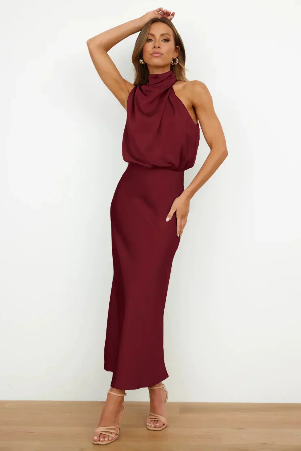 Lumina | Women’s Chic Halter Evening Dress in Sage Green